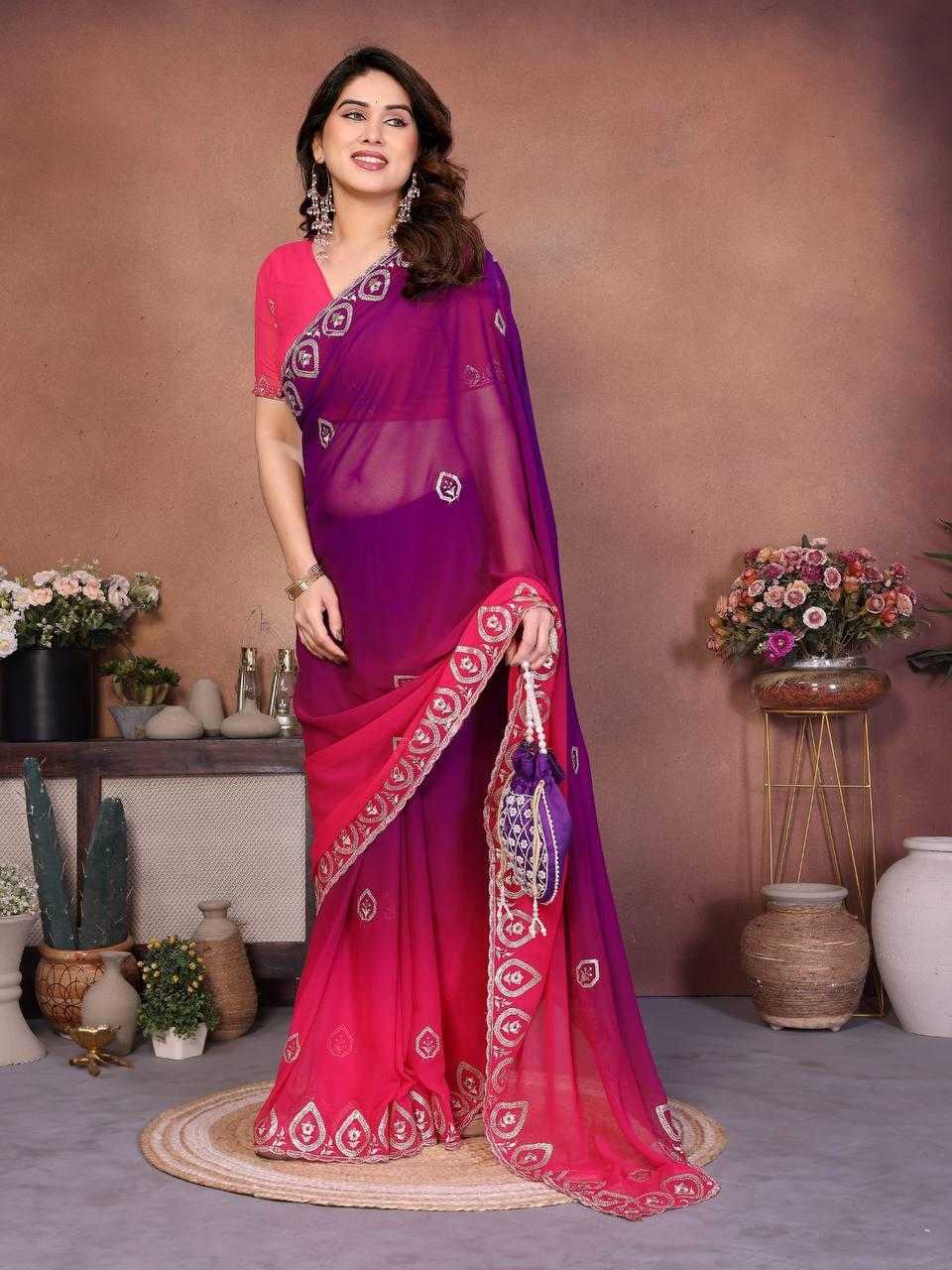 Georgette Saree in Yellow