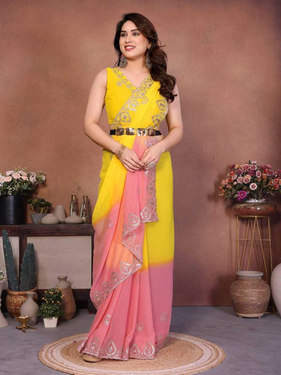 Georgette Saree in Yellow