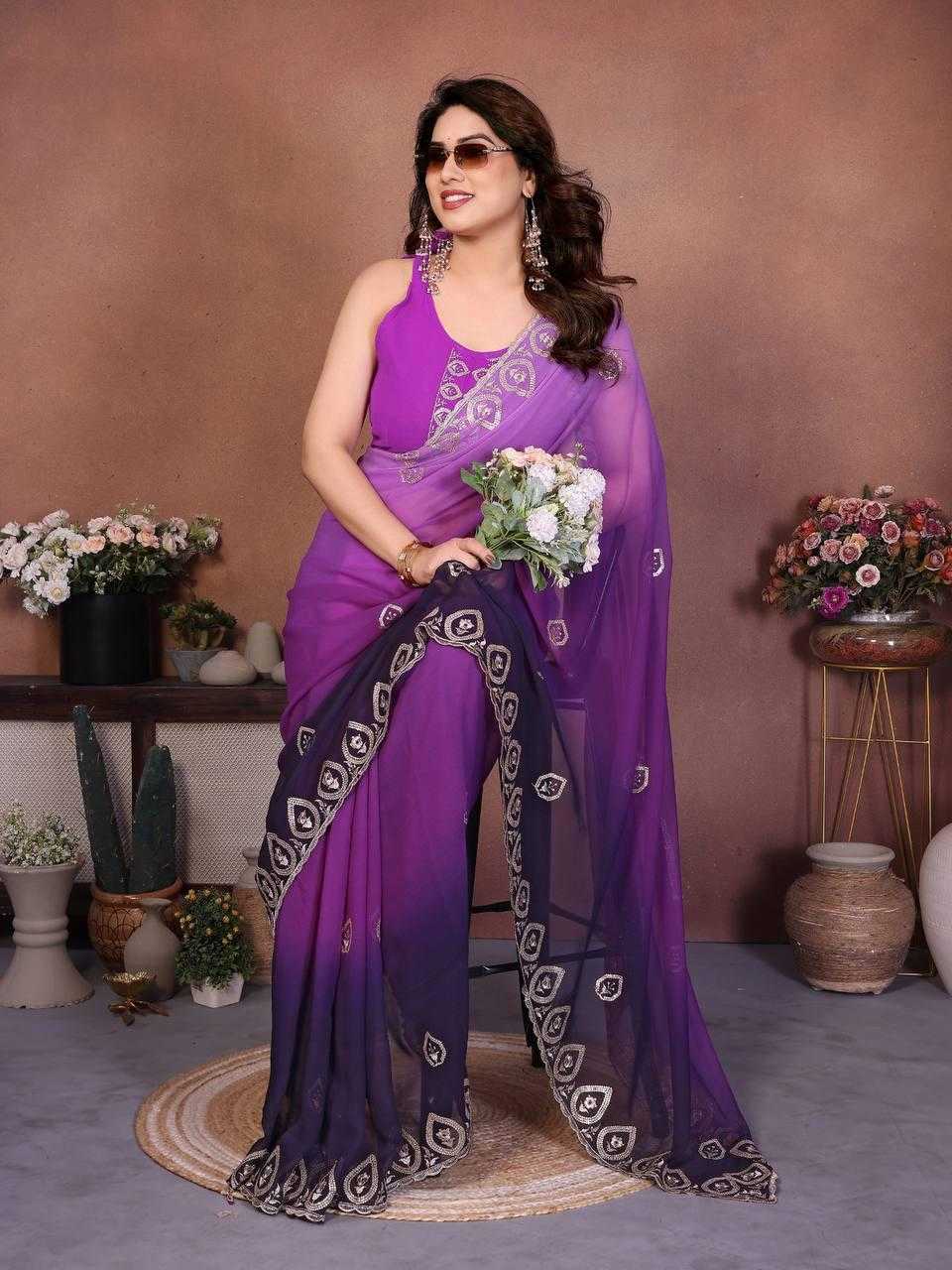 Georgette Saree in Yellow
