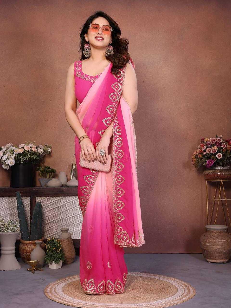 Georgette Saree in Yellow