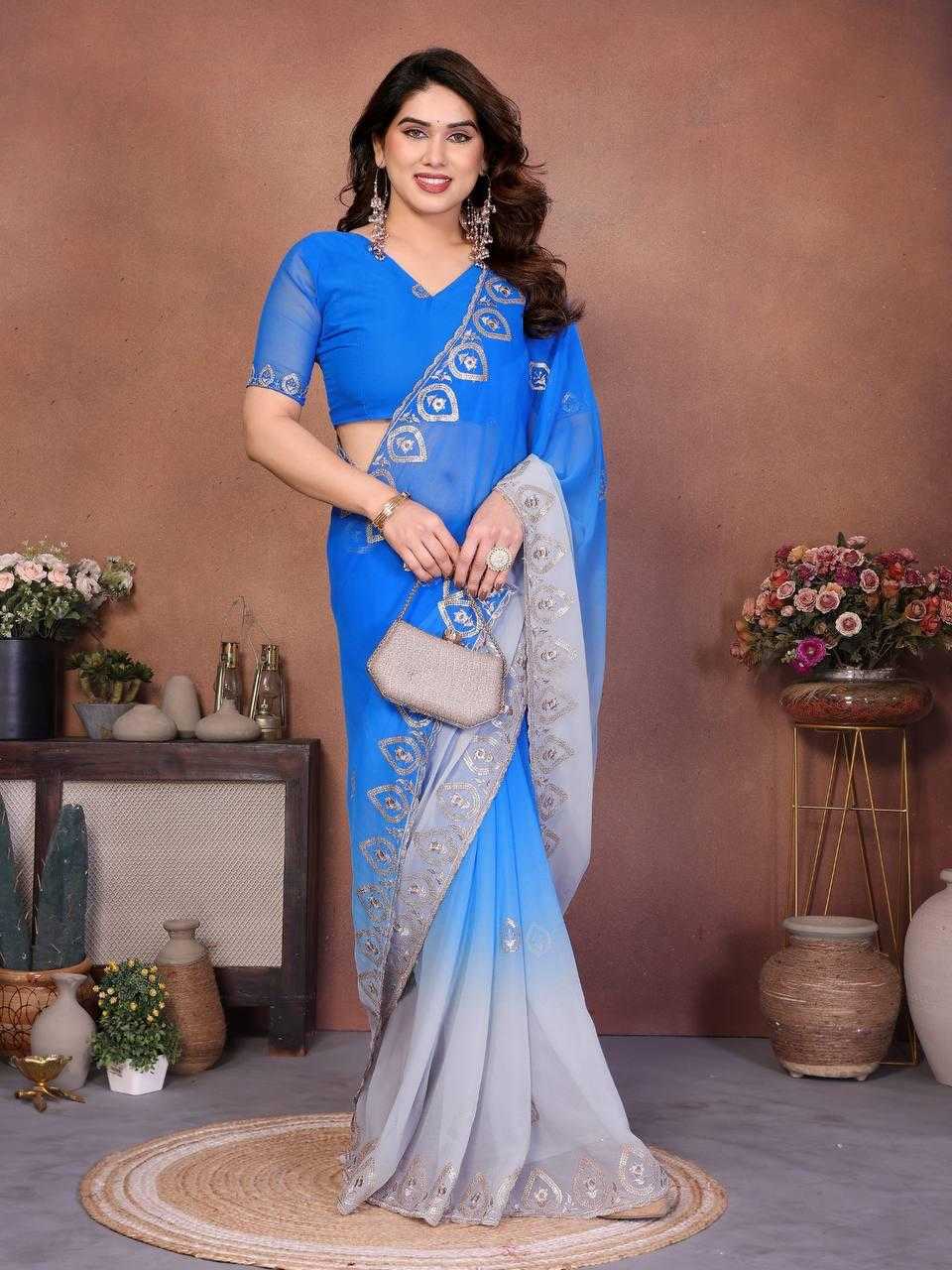 Georgette Saree in Yellow