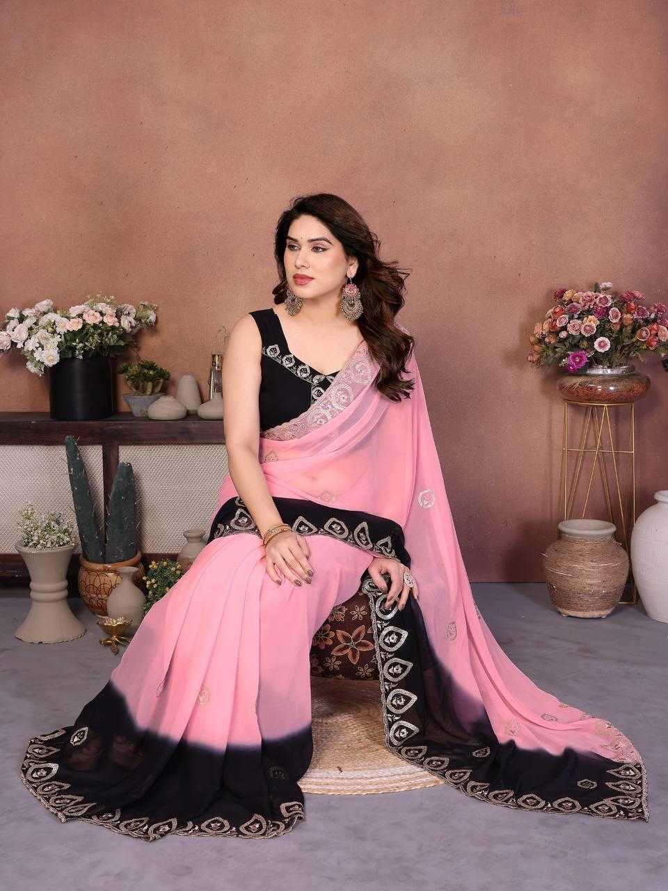 Georgette Saree in Yellow