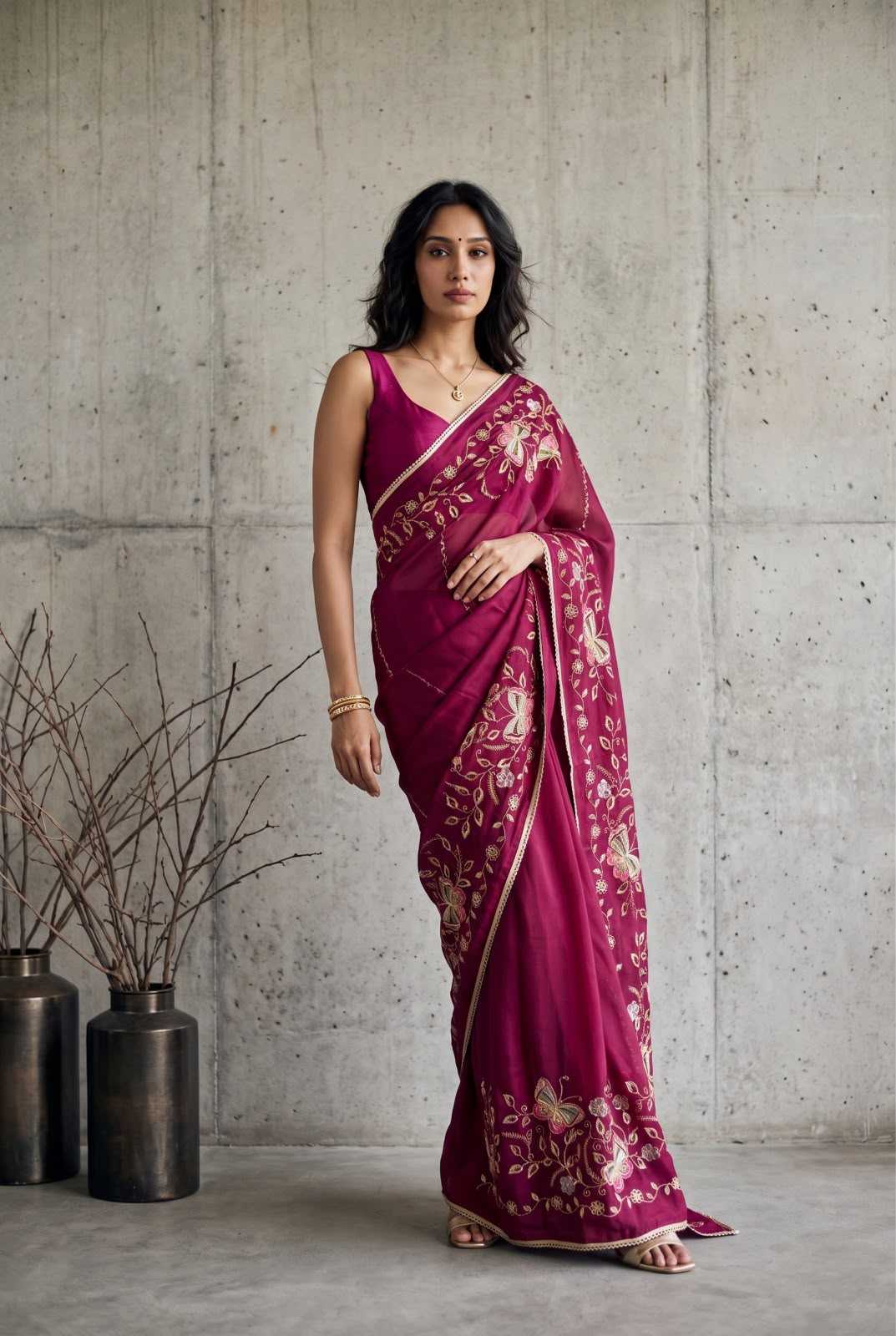 Georgette Designer Saree in Orange
