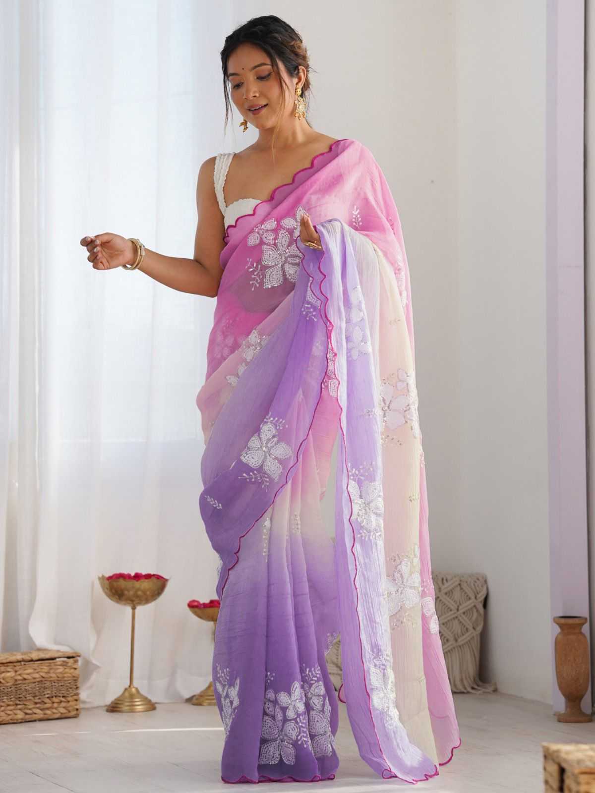 Crush Silk Party Wear Saree