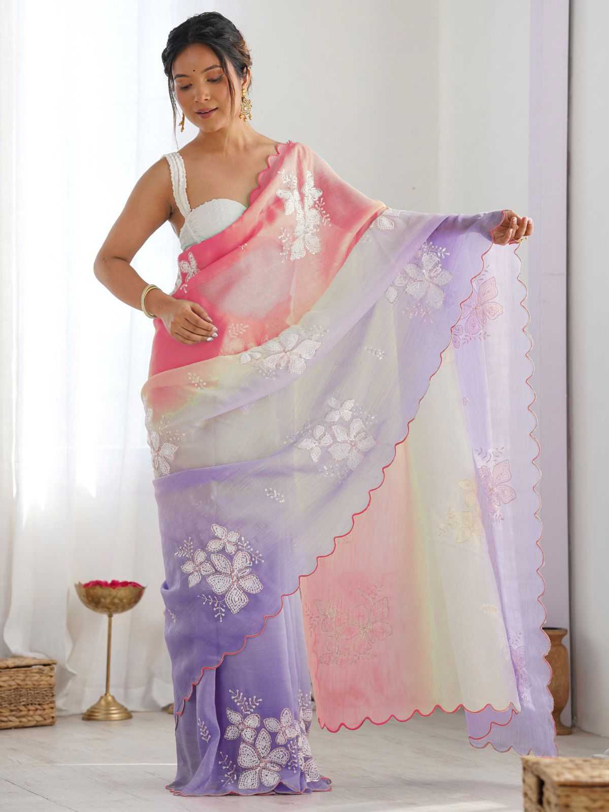 Soft Gold Crush Party Wear Silk