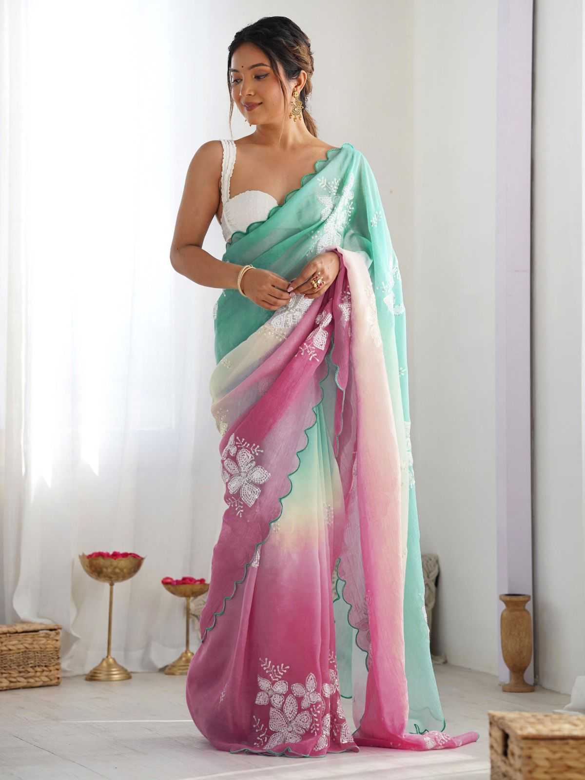 Soft Gold Crush Party Wear Silk
