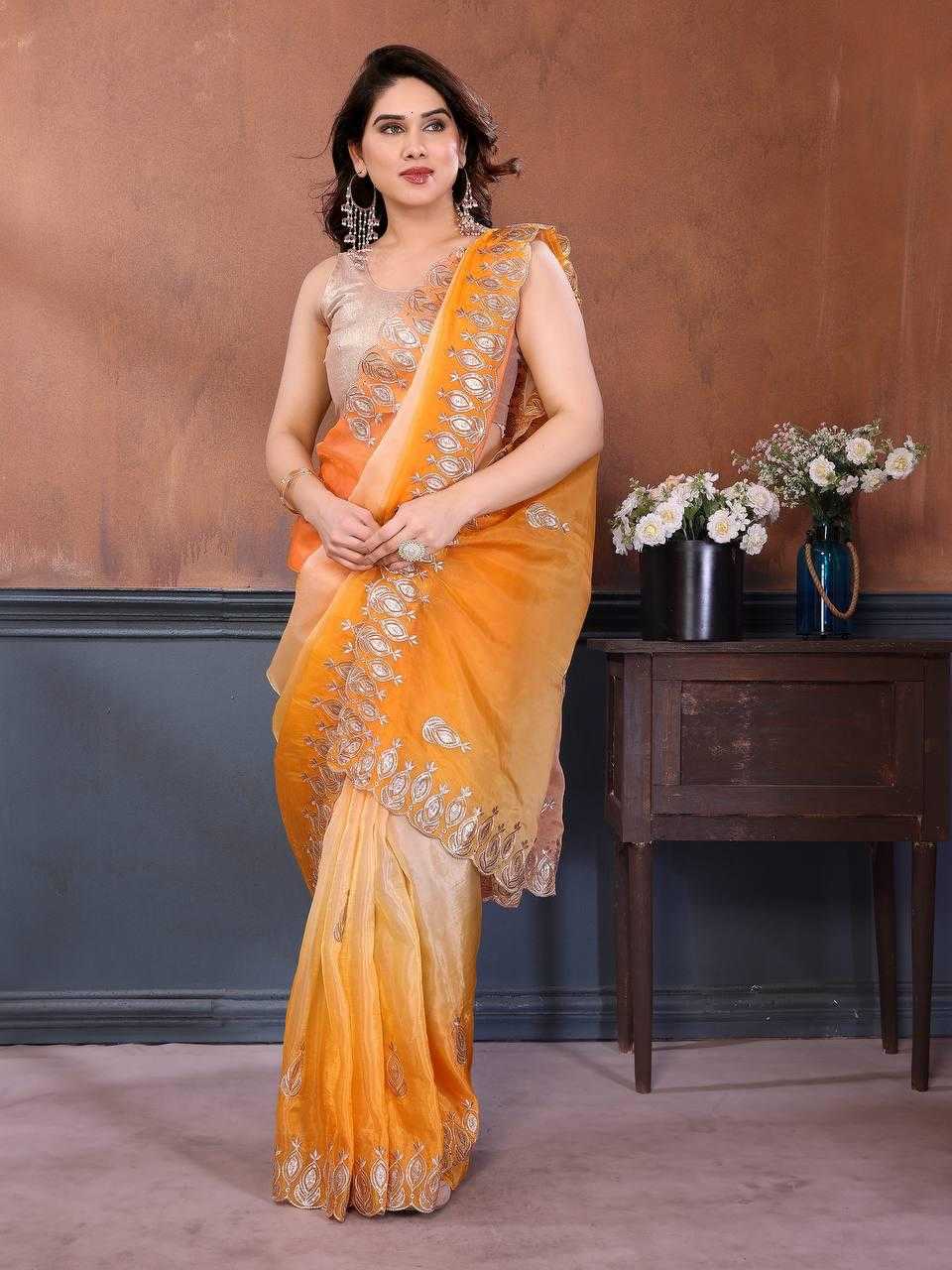 Soft Gold Crush Party Wear Silk