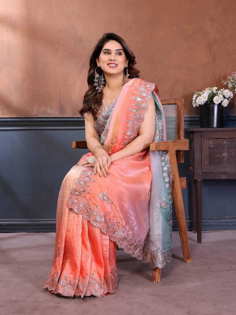 Soft Gold Crush Party Wear Silk