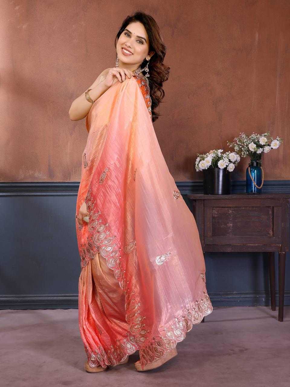 Soft Gold Crush Party Wear Silk