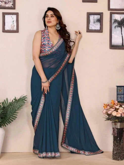 Aakash Georgette Printed Saree