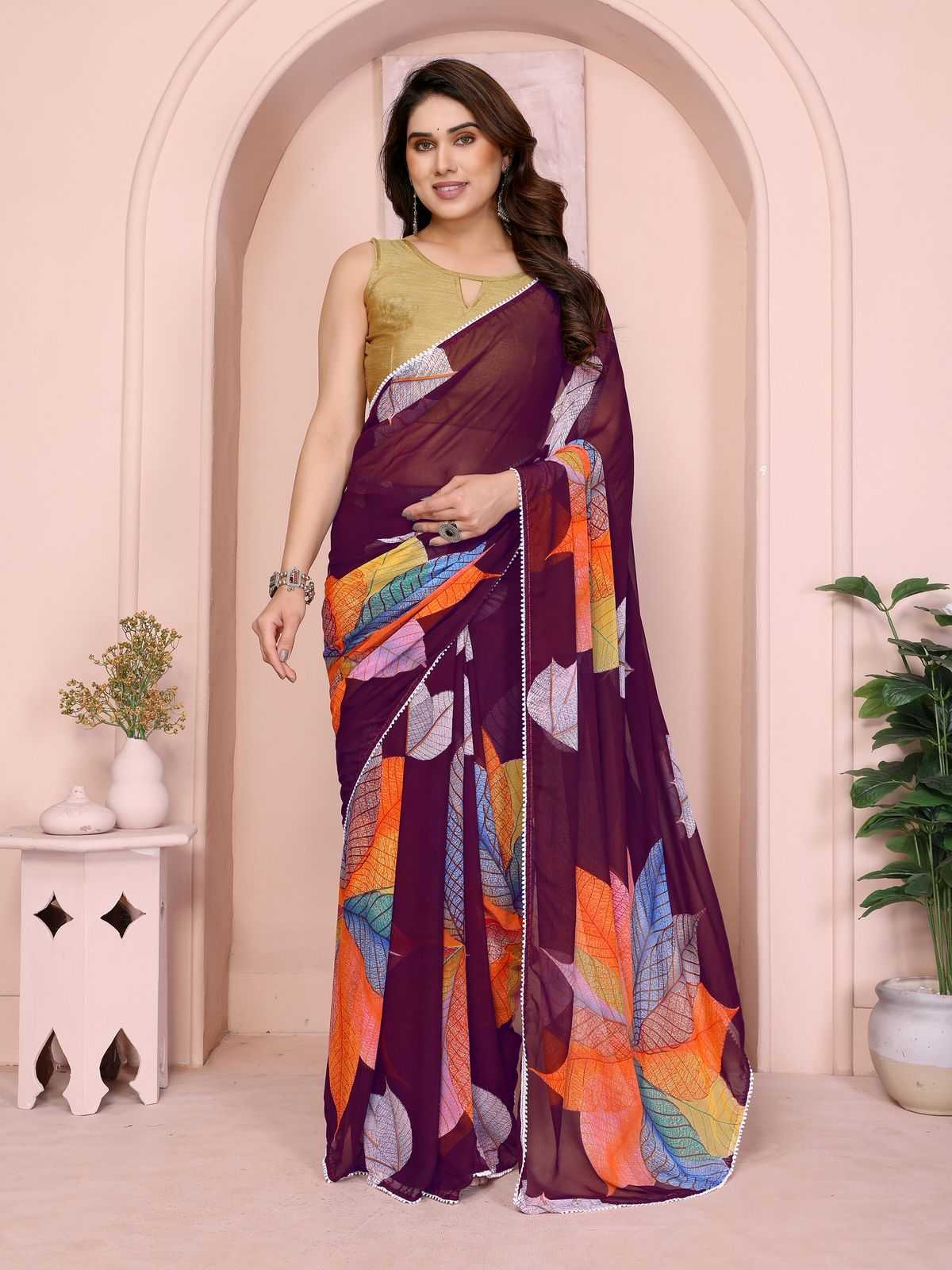 Georgette Printed Silk Saree