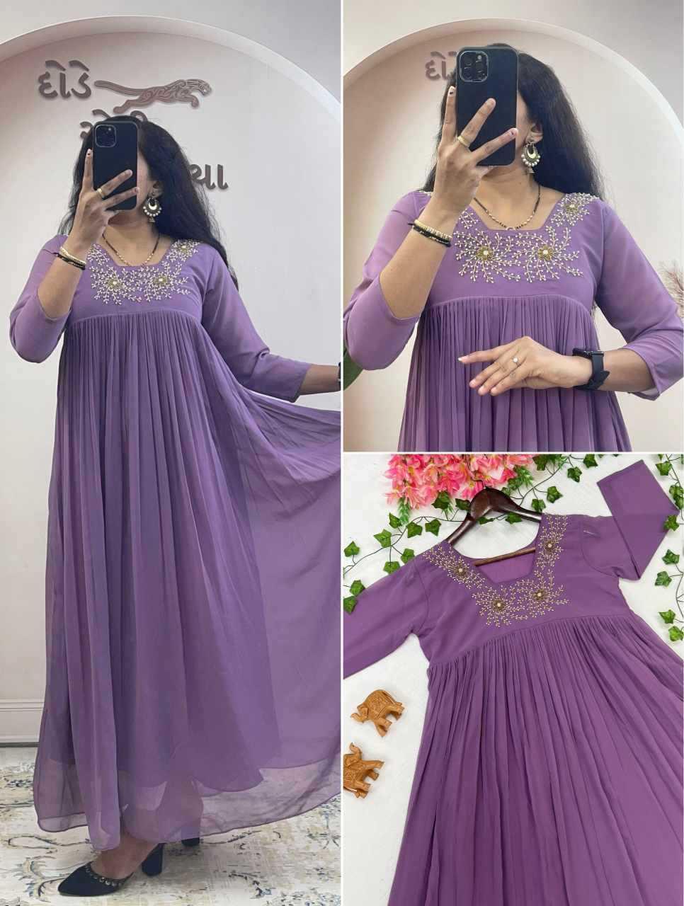 Faux Georgette Party Gown