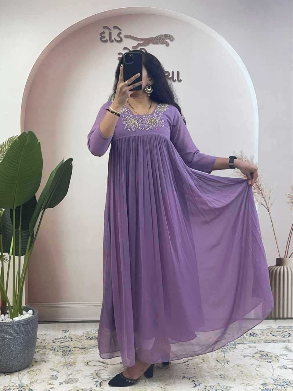 Faux Georgette Party Gown