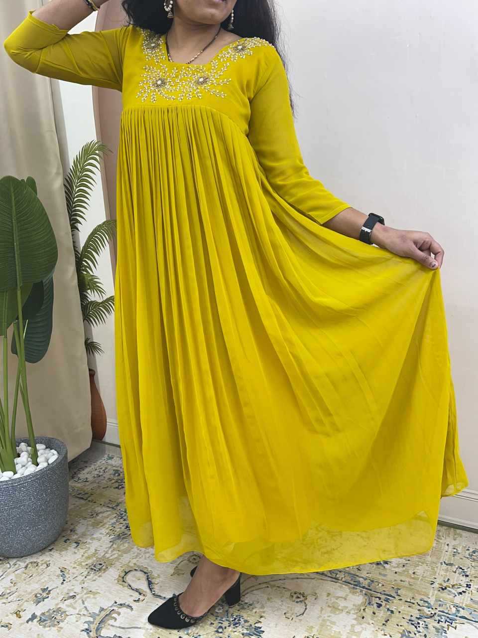 Faux Georgette Party Gown