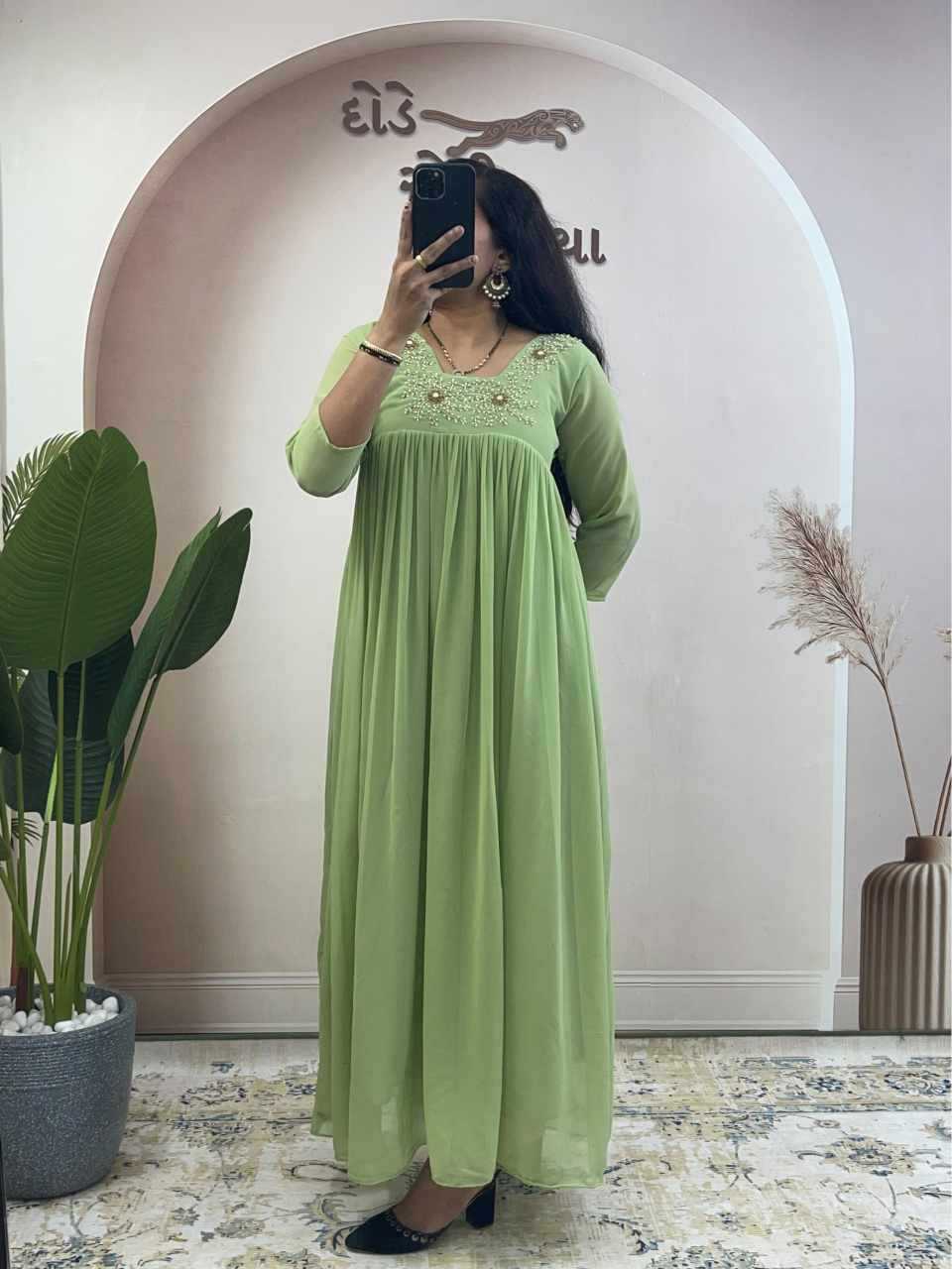 Faux Georgette Party Gown