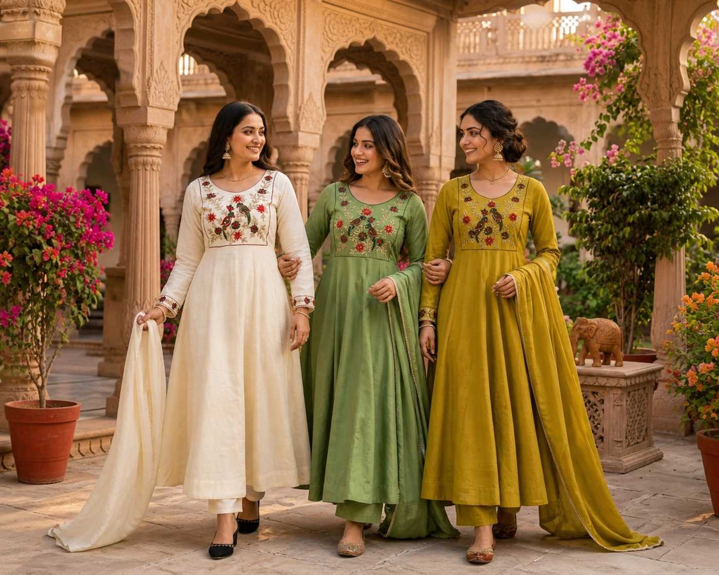 Chanderi Silk Embroidery Gown