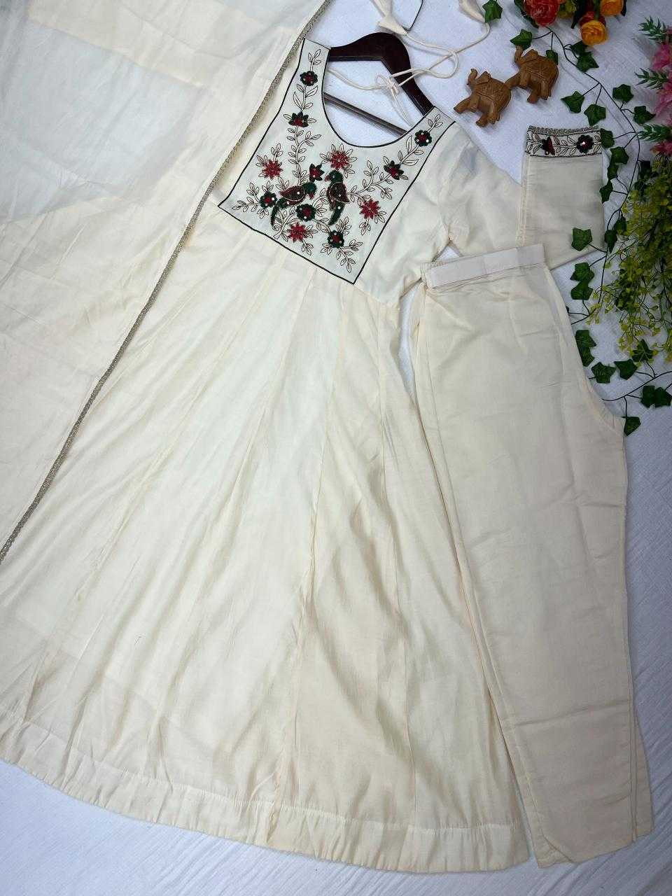 Chanderi Silk Embroidery Gown