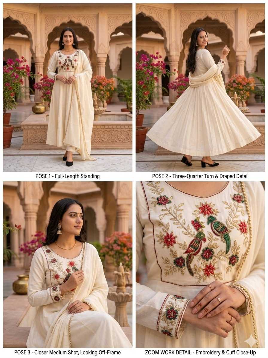 Chanderi Silk Embroidery Gown