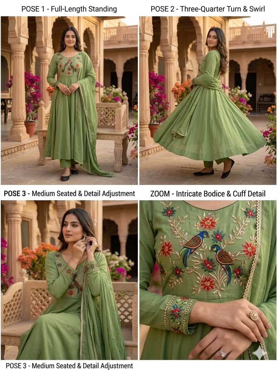 Chanderi Silk Embroidery Gown