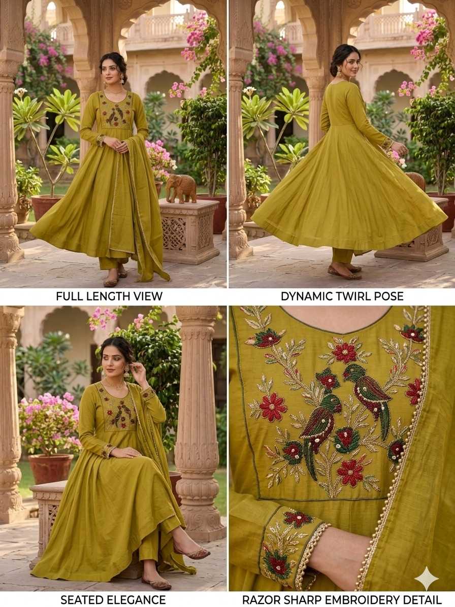 Chanderi Silk Embroidery Gown