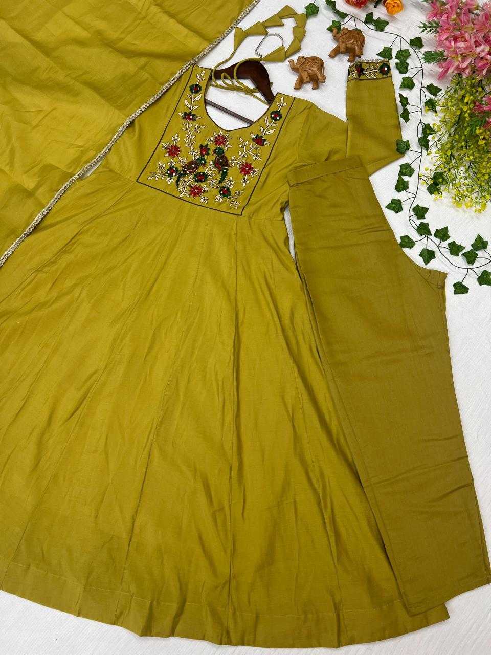 Chanderi Silk Embroidery Gown