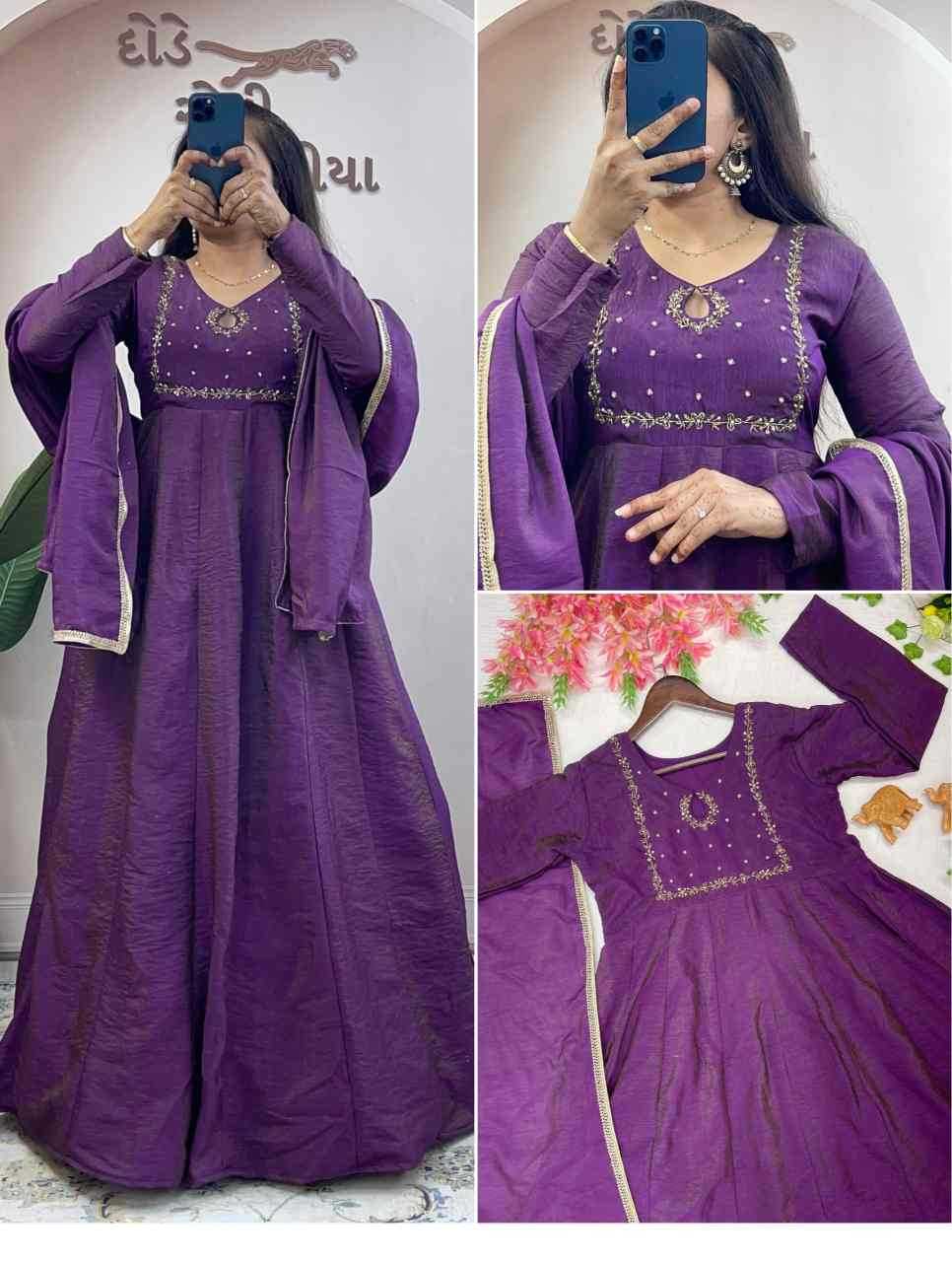 Vichitra Silk Party Gown