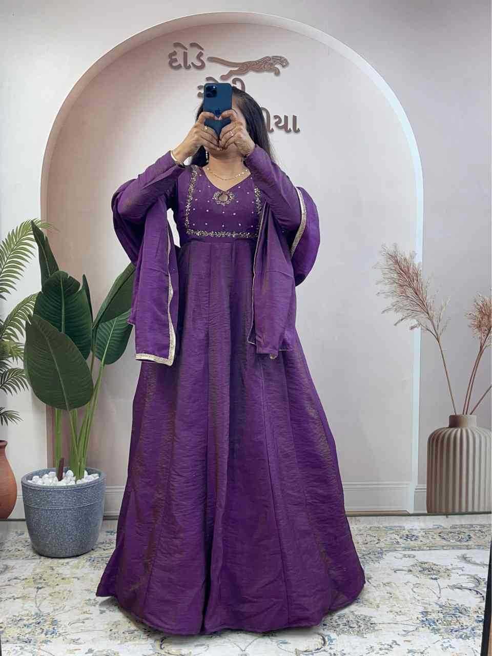 Vichitra Silk Party Gown
