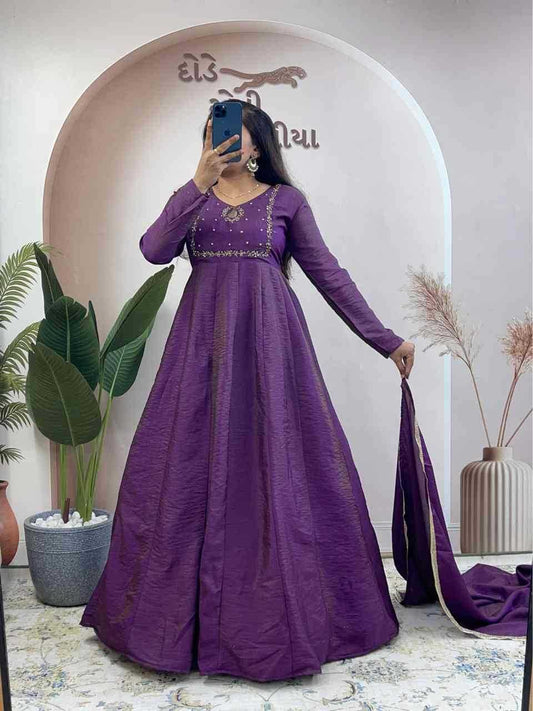 Vichitra Silk Party Gown