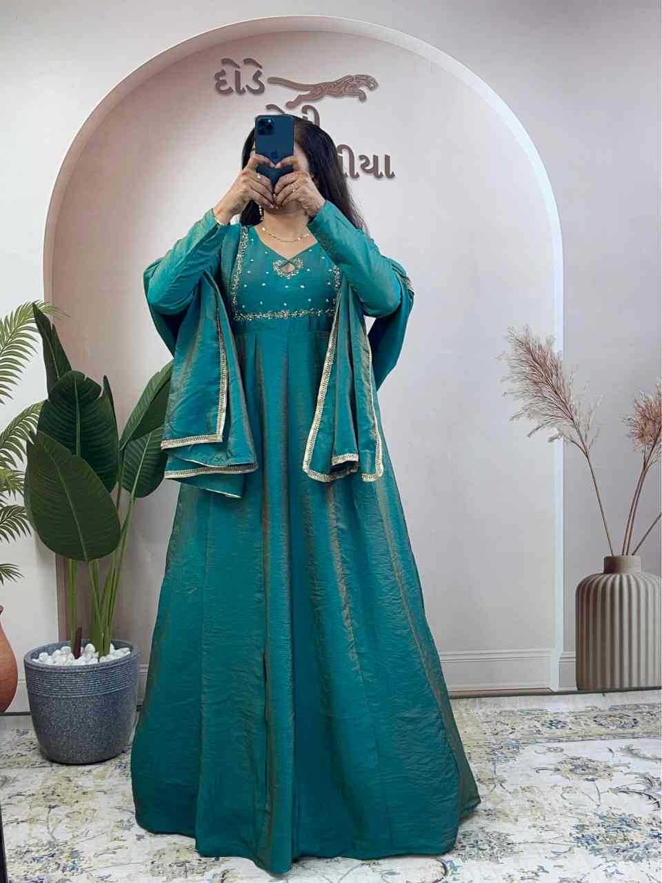 Vichitra Silk Party Gown