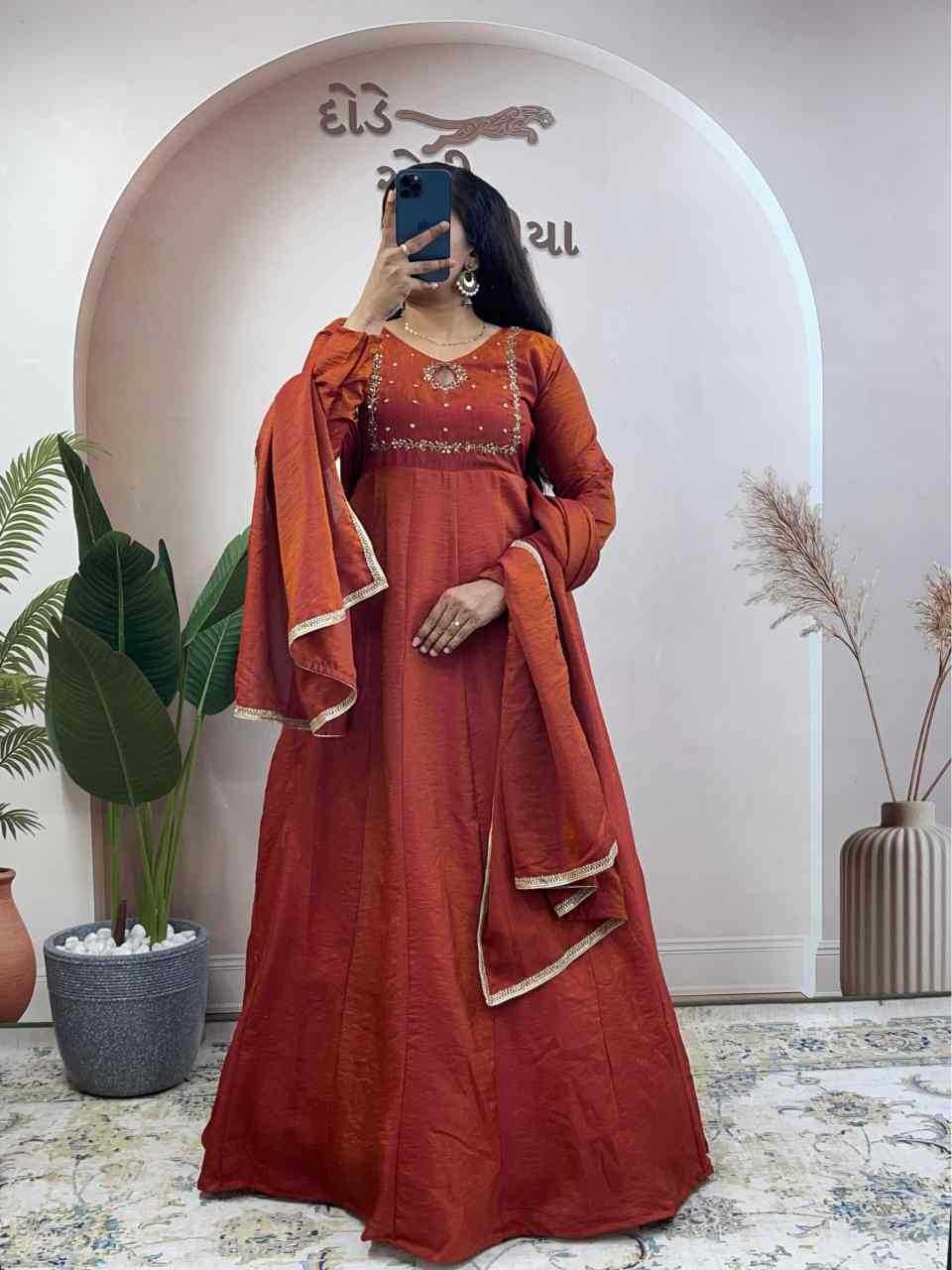 Vichitra Silk Party Gown