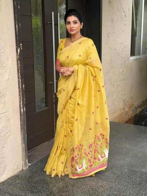 Cotton Designer Saree in Orange