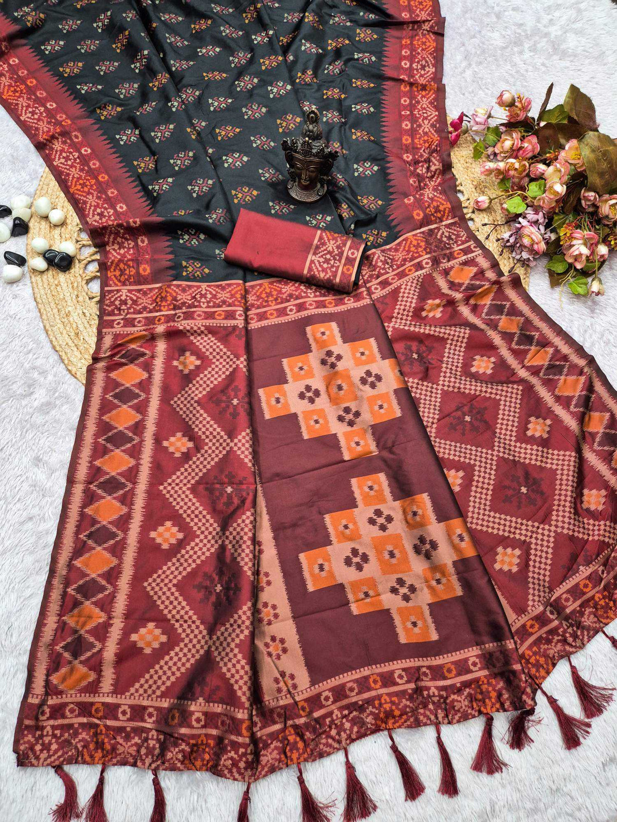 Ikkat Patola Banarasi Soft Silk Saree