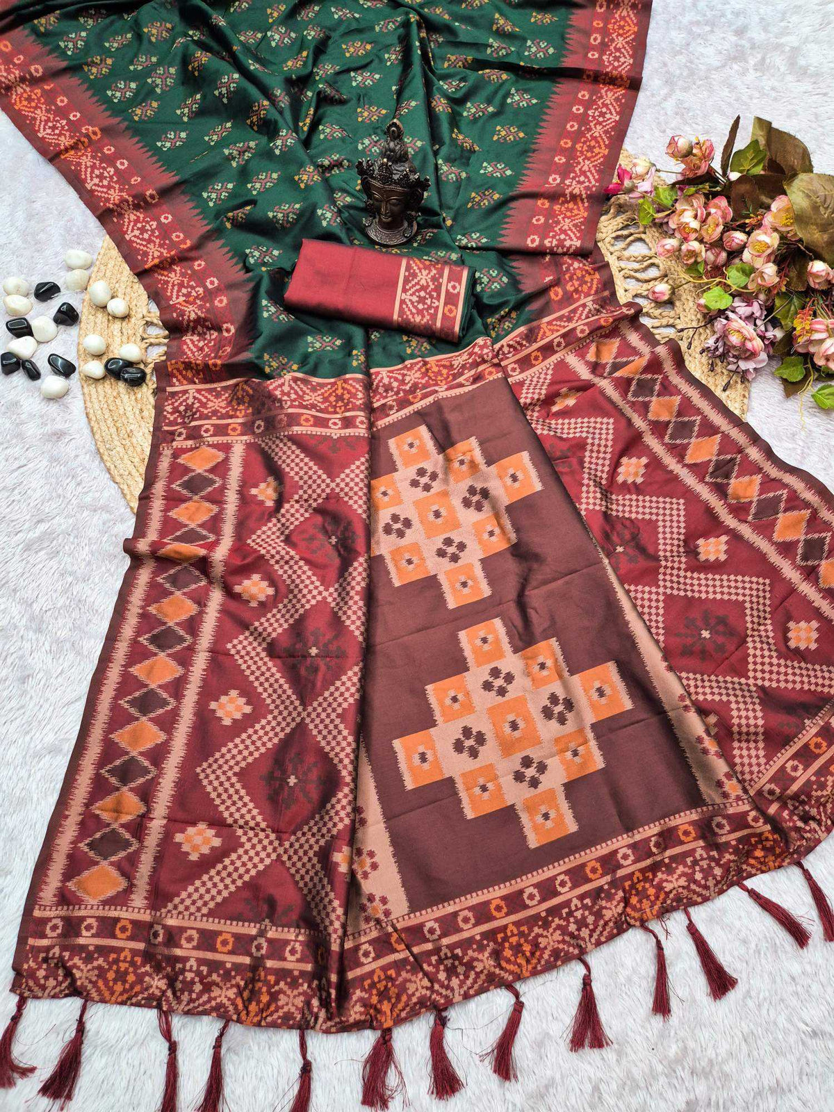 Ikkat Patola Banarasi Soft Silk Saree