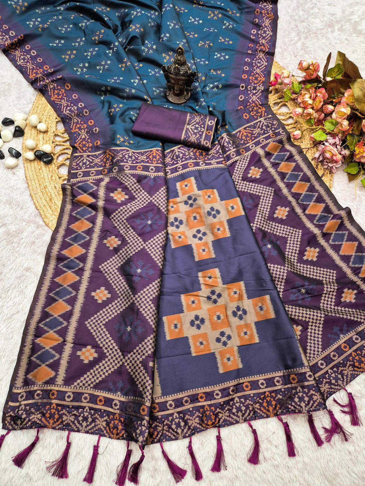 Ikkat Patola Banarasi Soft Silk Saree