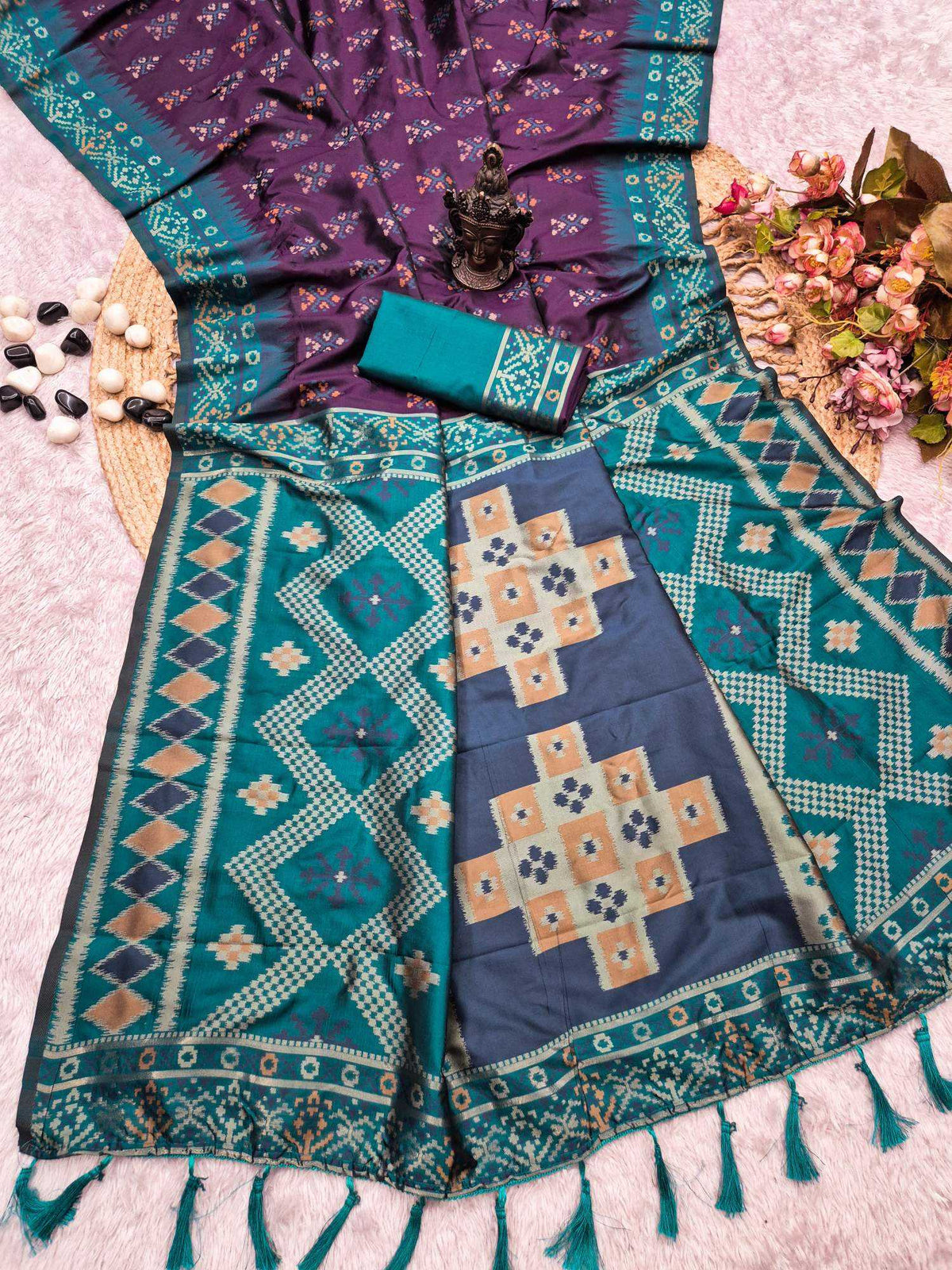 Ikkat Patola Banarasi Soft Silk Saree
