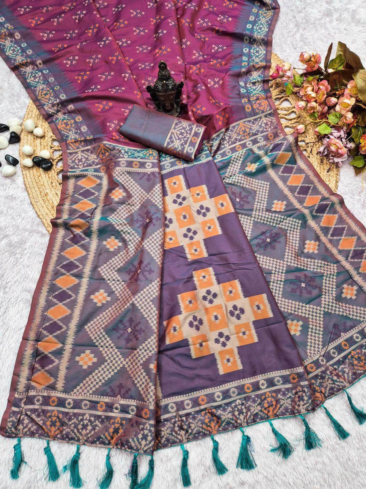 Ikkat Patola Banarasi Soft Silk Saree