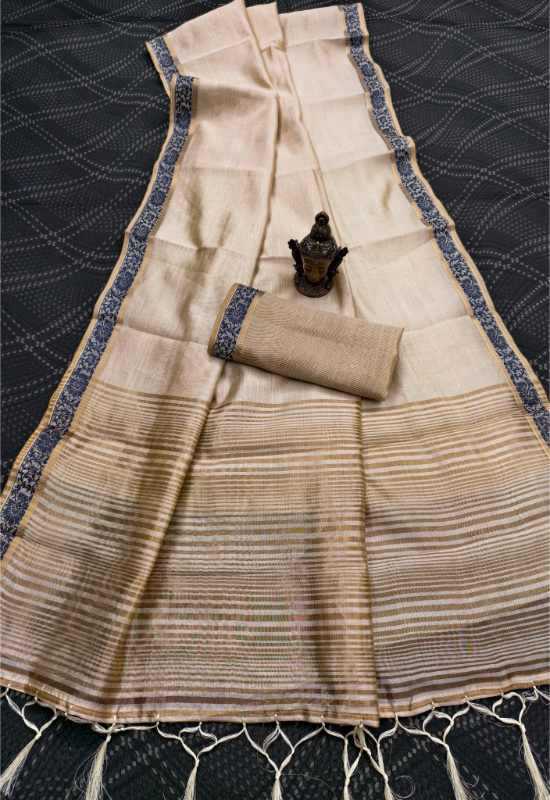 Tussar Silk Zari Border Saree