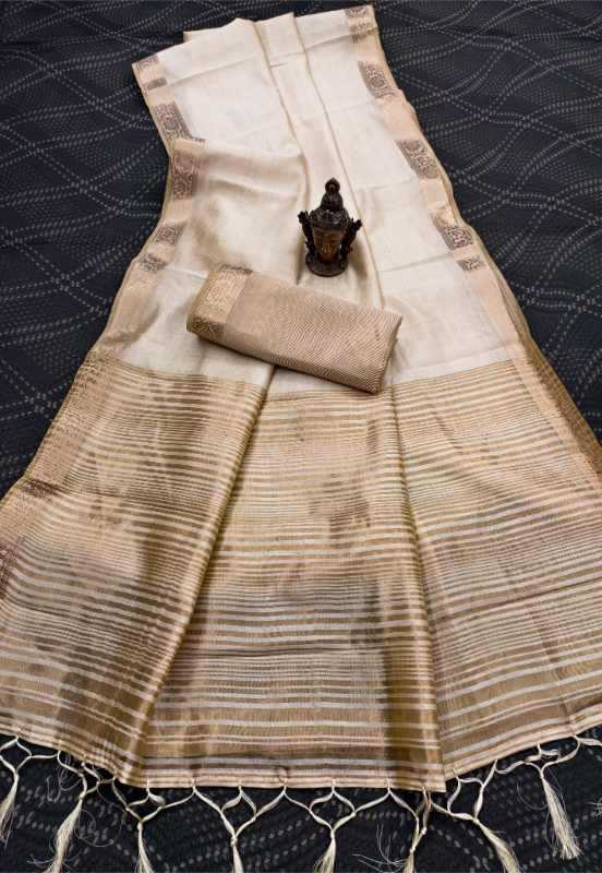 Tussar Silk Zari Border Saree