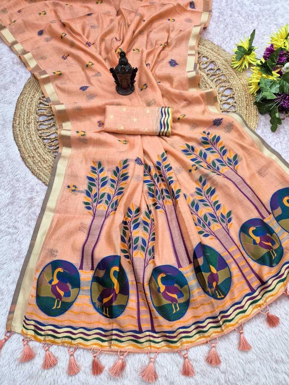 Cotton Designer Saree in Lavender