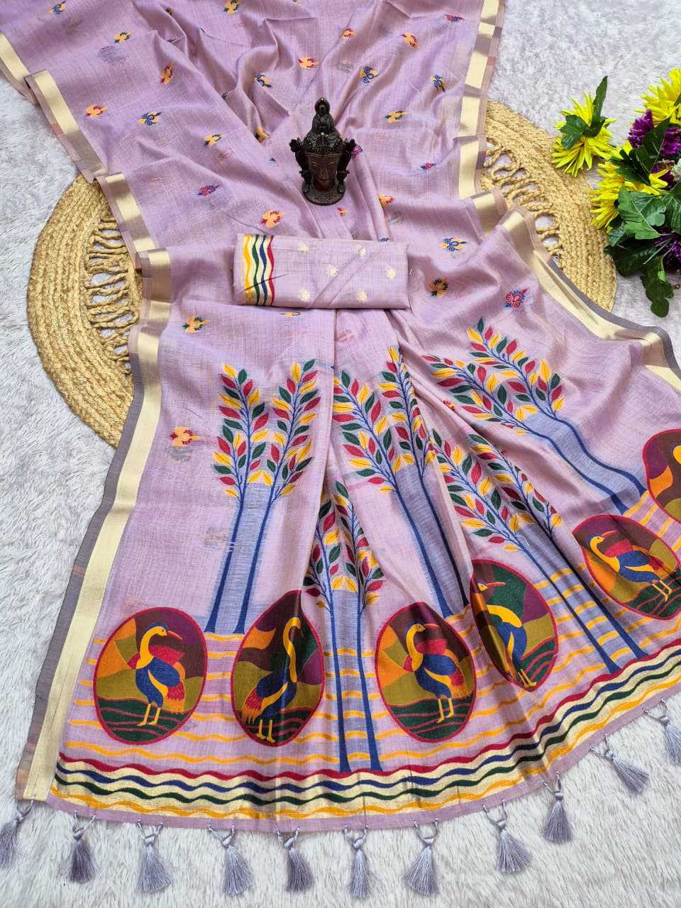 Cotton Designer Saree in Lavender