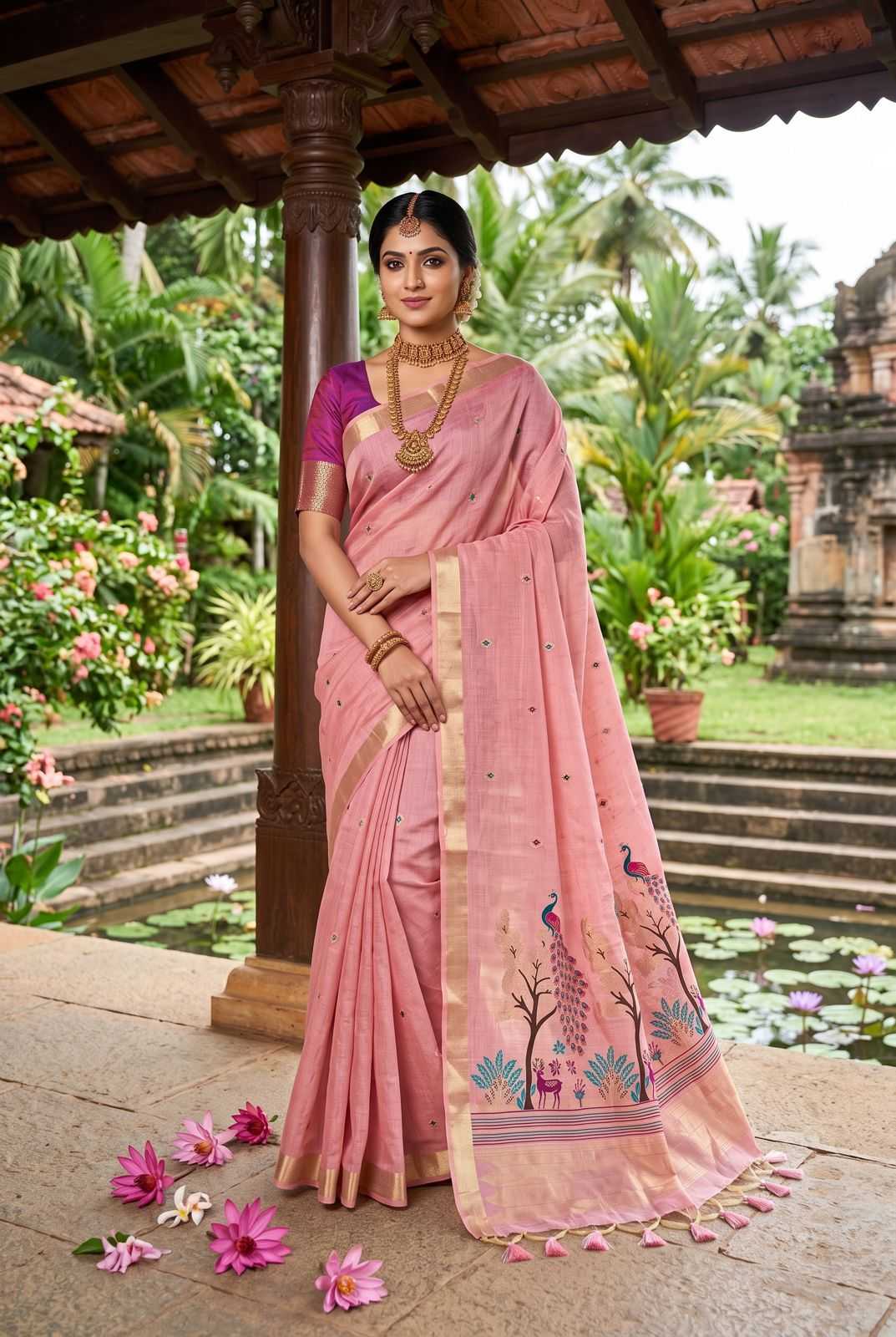 Vantara Cotton Zari Border Saree