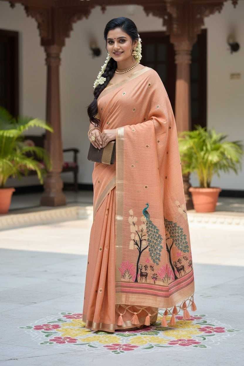 Vantara Cotton Zari Border Saree