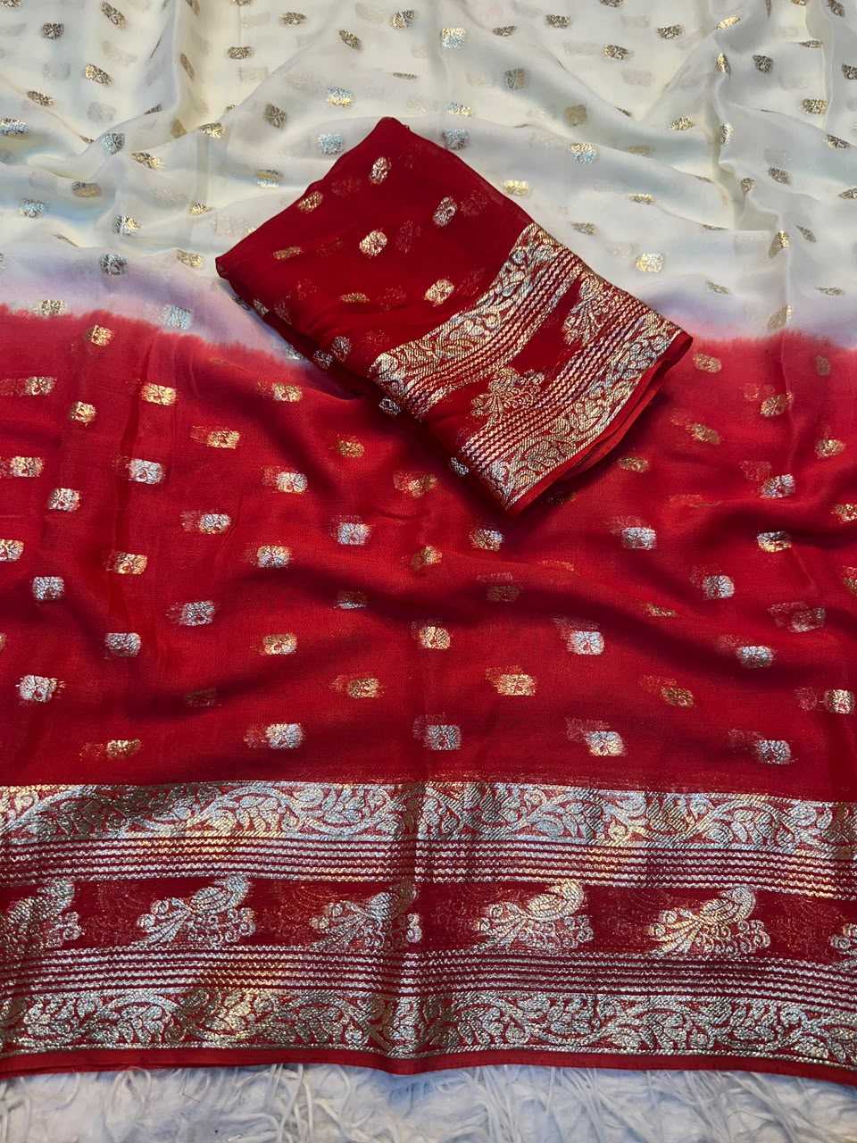 Amaira Premium Georgette Designer Saree in Red