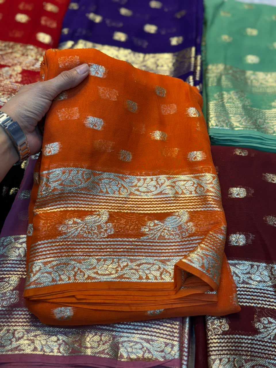 Amaira Premium Georgette Designer Saree in Red