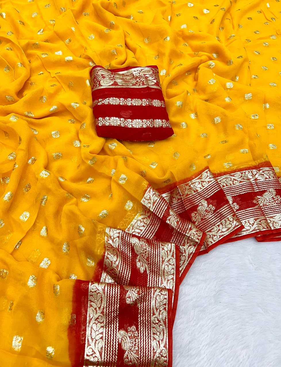Amaira Premium Georgette Designer Saree in Red