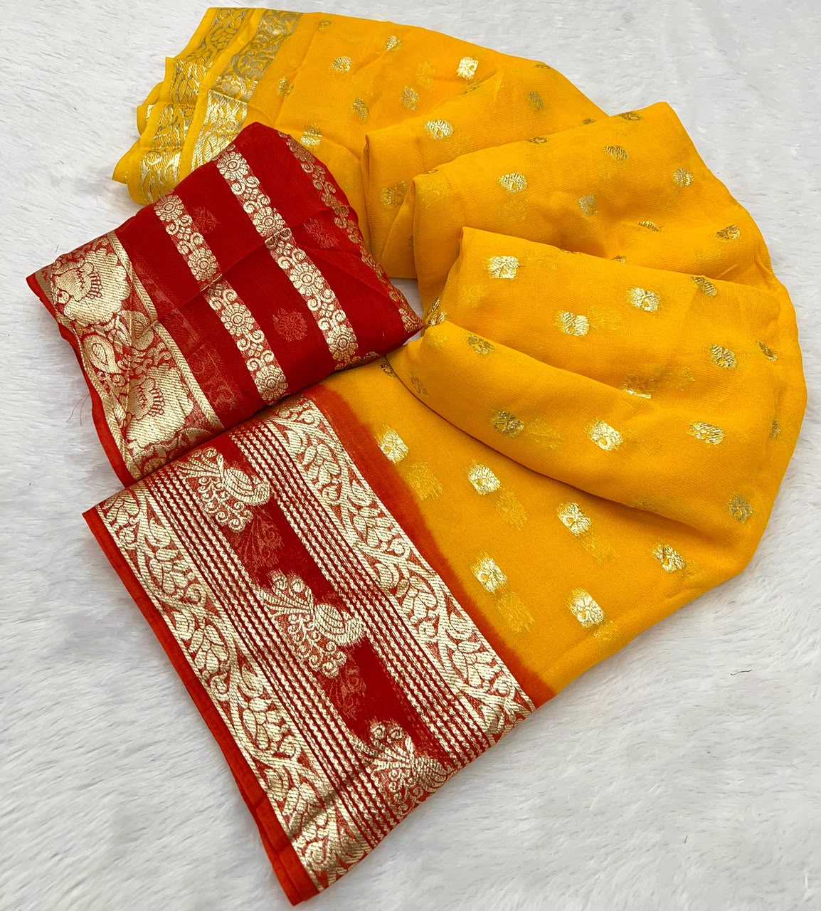 Amaira Premium Georgette Designer Saree in Red