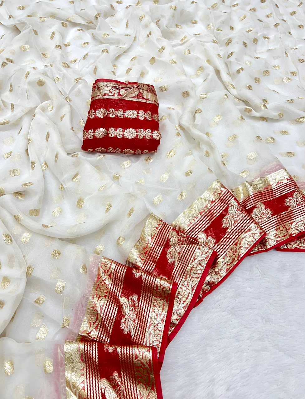 Amaira Premium Georgette Designer Saree in Red