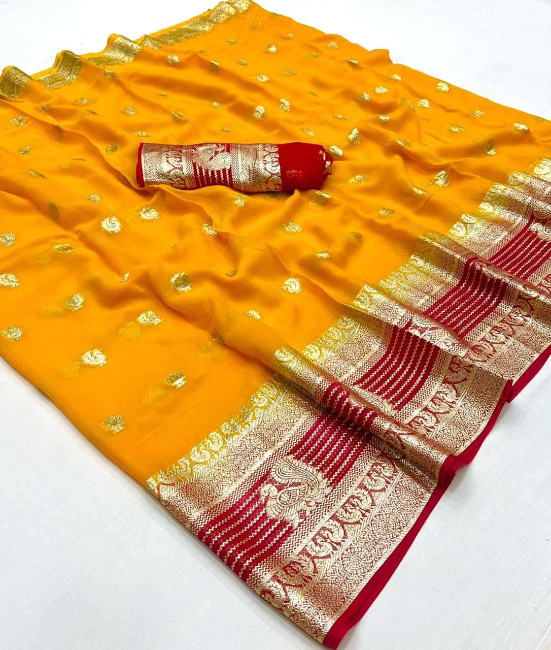 Anika Premium Georgette Designer Saree in White