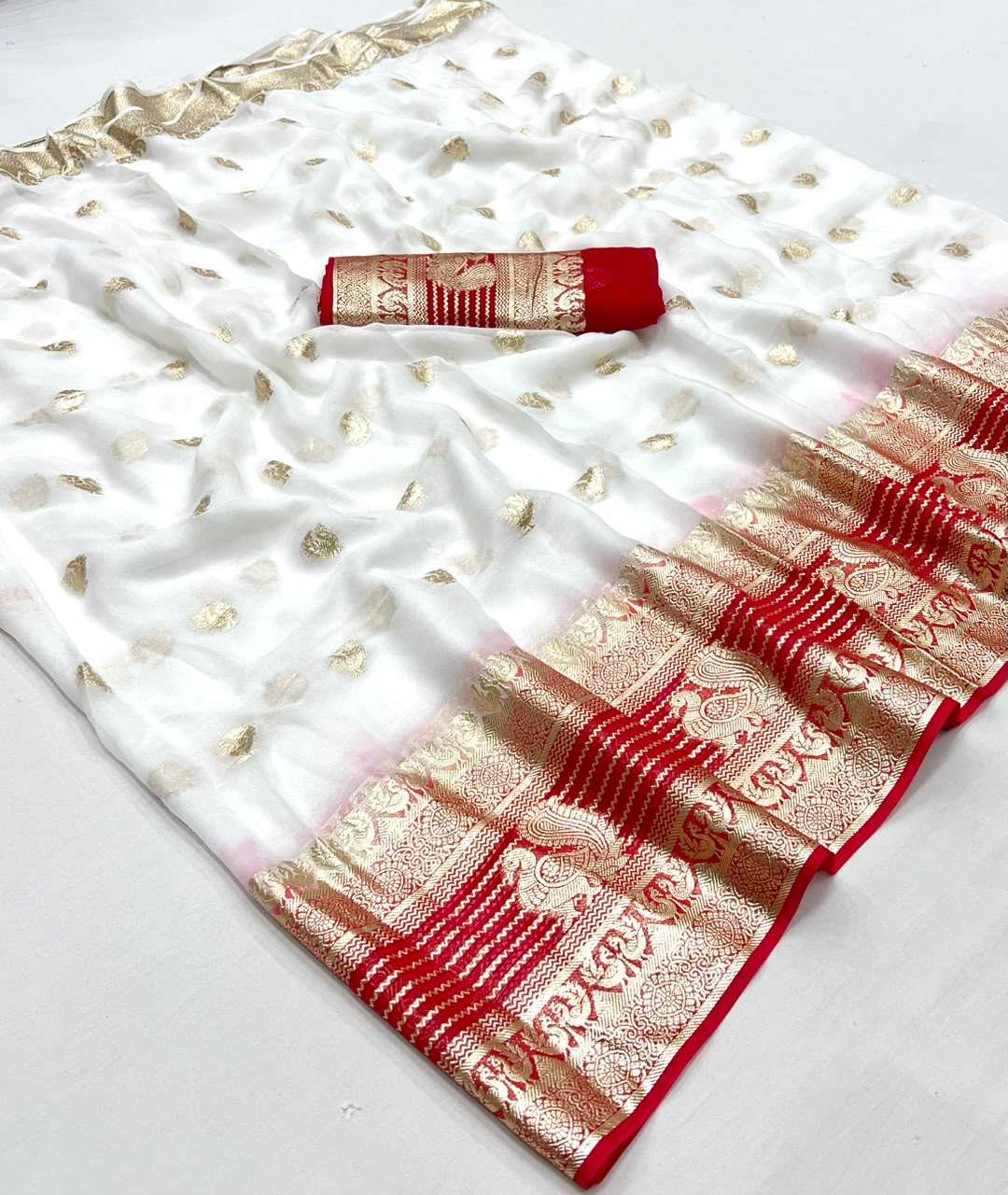 Anika Premium Georgette Designer Saree in White