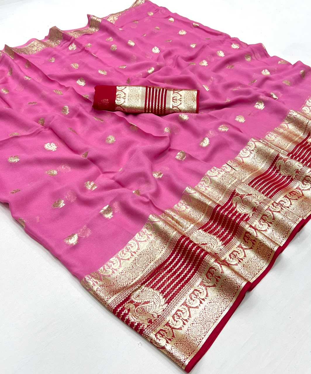 Anika Premium Georgette Designer Saree in White
